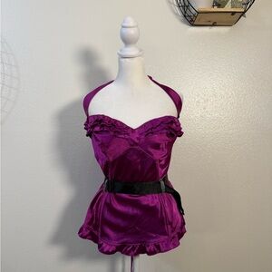 Fredericks of hollywood purple satin corset top